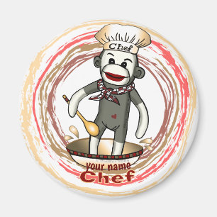 Sock Monkey Chef magneet