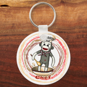 Sock Monkey Chef sleutelhanger
