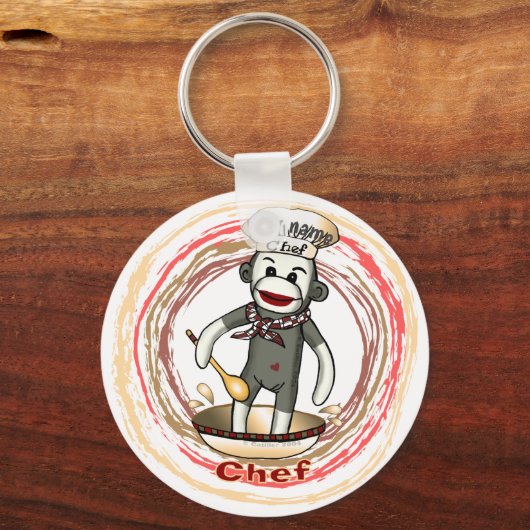 Sock Monkey Chef sleutelhanger (Voorkant)