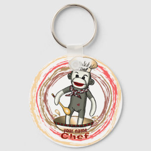 Sock Monkey Chef sleutelhanger