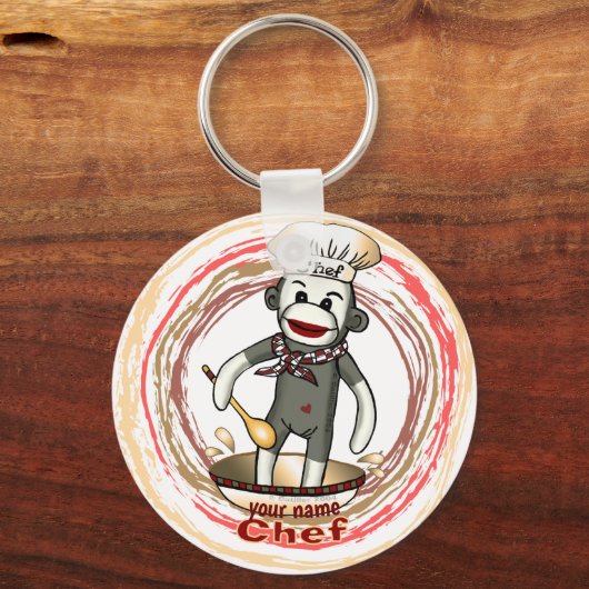 Sock Monkey Chef sleutelhanger (Voorkant)