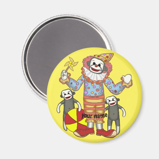 Sock Monkey Clown Magneet (Voorkant / Achterkant)