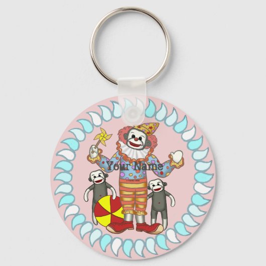 Sock Monkey Clown sleutelhangers (Voorkant)