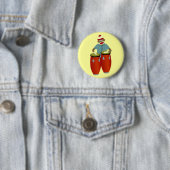 Sock Monkey Conga Drums Ronde Button 5,7 Cm (In situ)