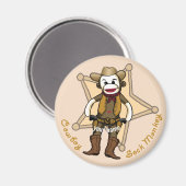 Sock Monkey Cowboy magneet (Voorkant / Achterkant)