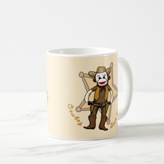Sock Monkey Cowboy Mug (Devant droit)