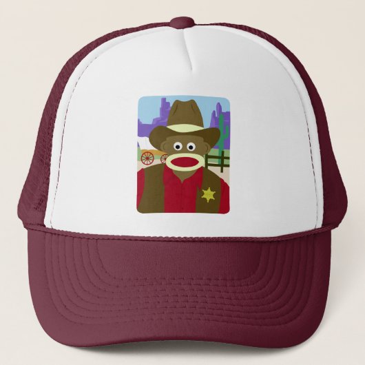 Sock Monkey Cowboy Trucker Pet (Voorkant)