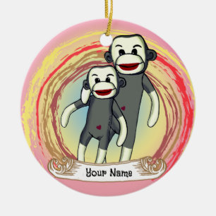 Sock Monkey Dad custom Keramisch Ornament