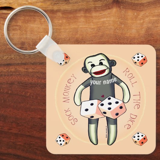 Sock Monkey Dice Sleutelhanger (Voorkant)