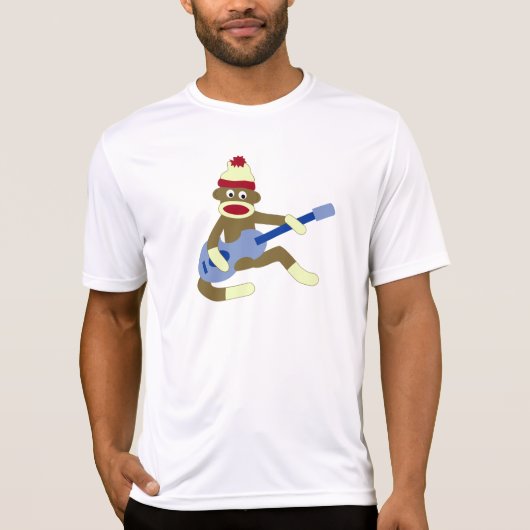 Sock Monkey die Blue Guitar speelt T-shirt (Voorkant)