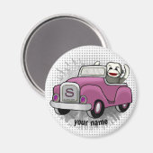 Sock Monkey Driving Car Magneet (Voorkant / Achterkant)