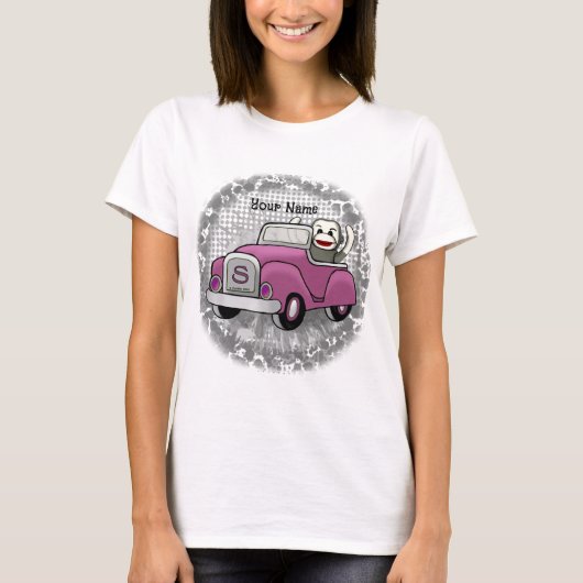 Sock Monkey Driving Car T-shirt (Voorkant)