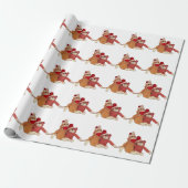 Sock Monkey en Beer in Santa Hats Cadeaupapier (Uitgerold)