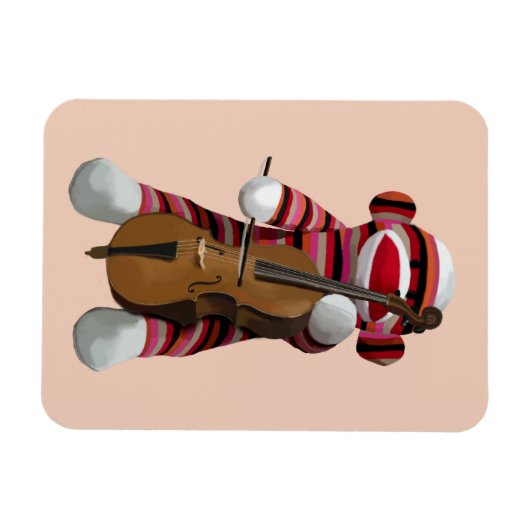 Sock Monkey en Cello 2 Magneet (Horizontaal)