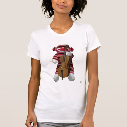 Sock Monkey en Cello 2 T-shirt (Voorkant)