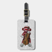 Sock Monkey en Cello Bagagelabel (Voorkant verticaal)