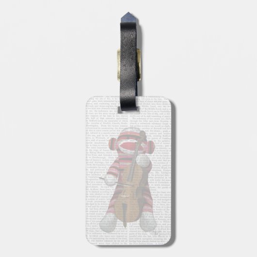 Sock Monkey en Cello Bagagelabel (Achterkant verticaal)