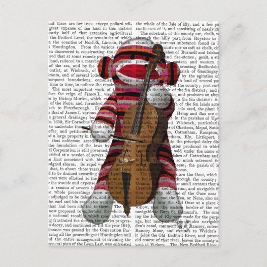 Sock Monkey en Cello Briefkaart (Voorkant)