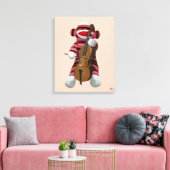 Sock Monkey en Cello Canvas Afdruk (Insitu (Woonkamer))