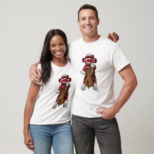 Sock Monkey en Cello T-shirt (Unisex)