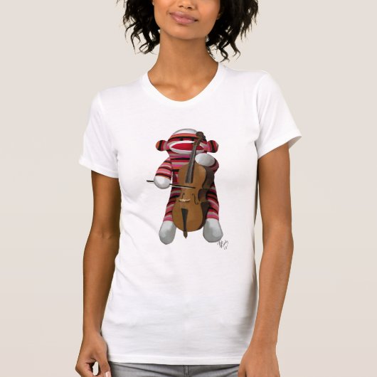 Sock Monkey en Cello T-shirt (Voorkant)