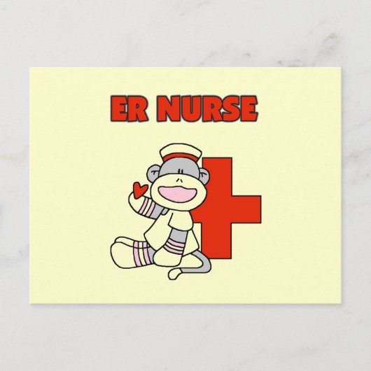 Sock Monkey ER Nurse T-shirts en cadeautjes Briefkaart (Voorkant)