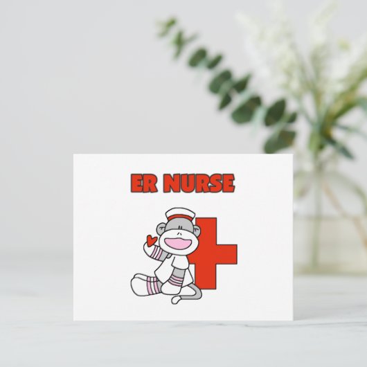 Sock Monkey ER Nurse T-shirts en cadeautjes Briefkaart (Staand voorkant)