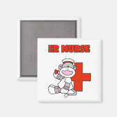 Sock Monkey ER Nurse T-shirts en cadeautjes Magneet (Voorkant / Achterkant)