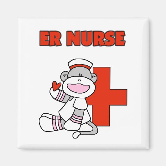 Sock Monkey ER Nurse T-shirts en cadeautjes Magneet (Voorkant)