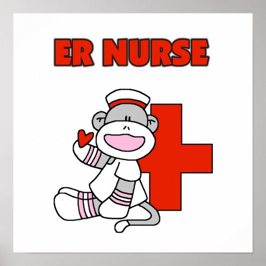 Sock Monkey ER Nurse T-shirts en cadeautjes Poster (Voorkant)