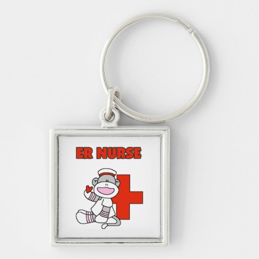 Sock Monkey ER Nurse T-shirts en cadeautjes Sleutelhanger (Voorkant)