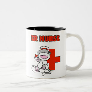 Sock Monkey ER Nurse T-shirts en cadeautjes Tweekleurige Koffiemok
