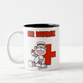 Sock Monkey ER Nurse T-shirts en cadeautjes Tweekleurige Koffiemok (Links)