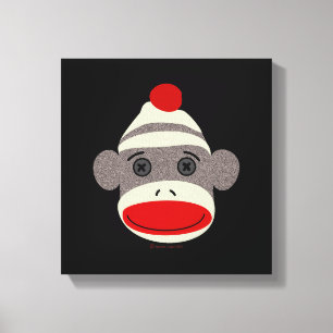 Sock Monkey Face Canvas Afdruk