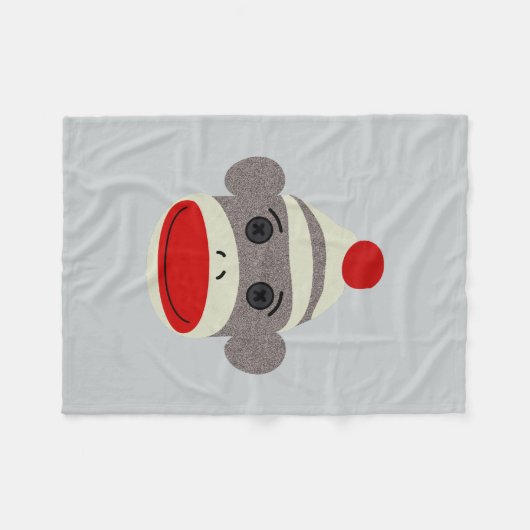 Sock Monkey Face Fleece Deken (Voorkant (Horizontaal))
