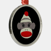 Sock Monkey Face Metalen Ornament (Rechts)