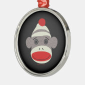 Sock Monkey Face Metalen Ornament (Links)