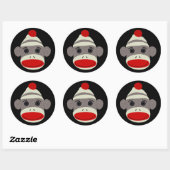 Sock Monkey Face Ronde Sticker (Vel)
