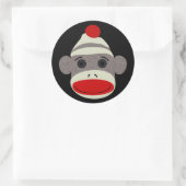Sock Monkey Face Ronde Sticker (Tas)