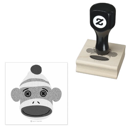 Sock Monkey Face Rubberstempel (Gestempeld)