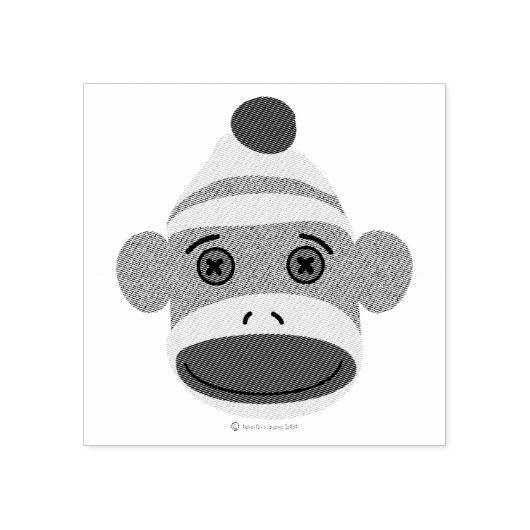 Sock Monkey Face Rubberstempel (Afrduk)