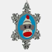 Sock Monkey Face Snowflake Ornament (Links)