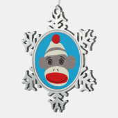 Sock Monkey Face Snowflake Ornament (Rechts)