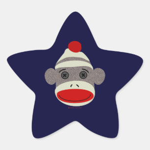 Sock Monkey Face Ster Sticker