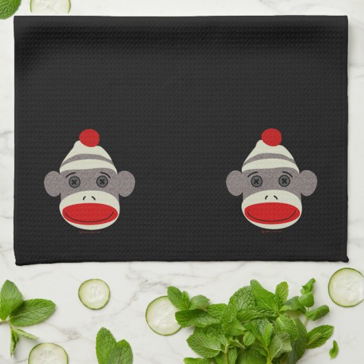 Sock Monkey Face Theedoek (Gevouwen)