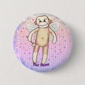 Sock monkey Fairy Ronde Button 5,7 Cm (Voorkant)