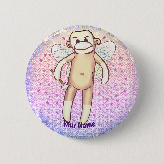 Sock monkey Fairy Ronde Button 5,7 Cm (Voorkant)