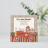 Sock Monkey, Fire Truck Boy Invitation Baby shower (Debout devant)