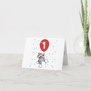 Sock Monkey First Birthday Fill-in-uitnodigingen