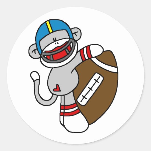 Sock Monkey-Football Ronde Sticker (Voorkant)